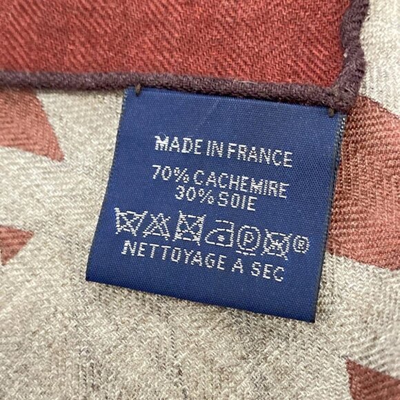 HERMES Carre100 - Gray Beige Dark Brown Multi Cashmere Silk Scarf - Picture 3 of 6